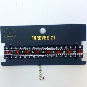 NEW…Black/Silver flower choker OS (one size) from Forever21